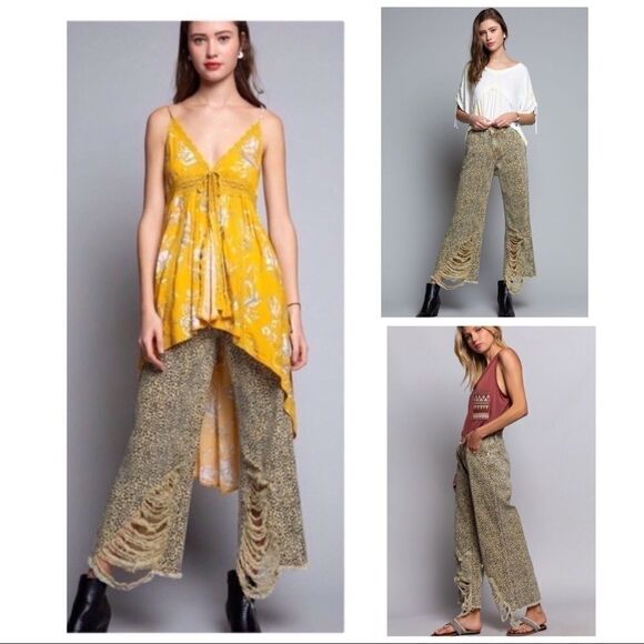 Pol 5 pockets, distressed leopard print jeans - Picture 2 of 14